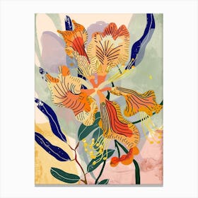 Colourful Flower Illustration Peacock Flower 1 Canvas Print