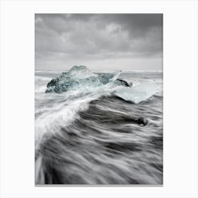 Blocks of ice on the beach in Iceland Canvas Print