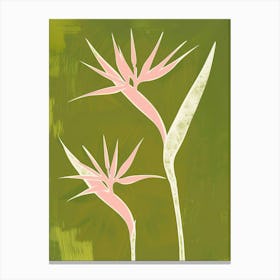 Pink & Green Bird Of Paradise 1 Canvas Print