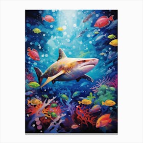  A Whitetip Reef Shark Vibrant Paint Splash 1 Canvas Print