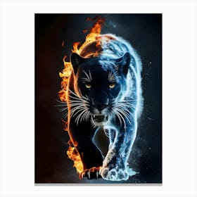 Panther In Flames 1 Canvas Print