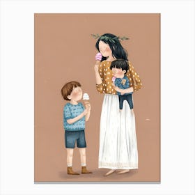 Mother And Son Eating Ice Cream Canvas Print