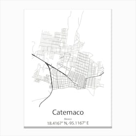 Catemaco,Mexico Minimalist Map Canvas Print