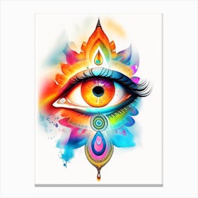 Om Aum, Symbol, Third Eye Watercolour 1 Canvas Print