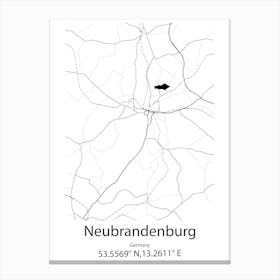 Neubrandenburg,Germany Minimalist Map Canvas Print