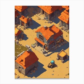 Pixelated Village Wall Art For Living Room Canvas Print