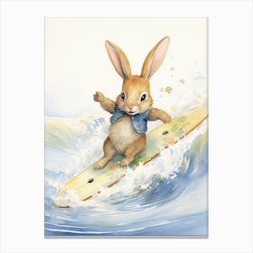 Bunny Surfing Rabbit Prints Watercolour 1 Canvas Print