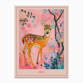 Floral Animal Painting Deer 4 Poster Canvas Print