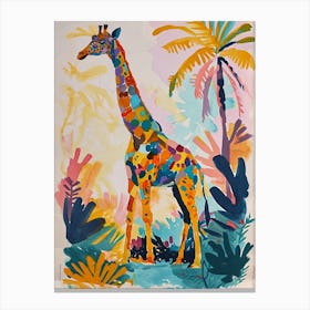 Colourful Giraffe Lead Pattern Painting 4 Canvas Print