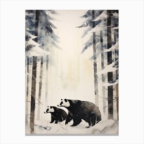 Winter Watercolour Badger 1 Canvas Print