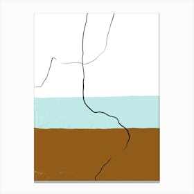 Blue Brown Stripes & Line Art Canvas Print