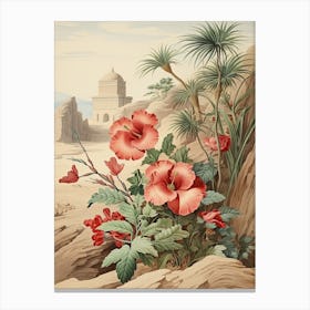 Chinese Hibiscus Flower Victorian Style 3 Canvas Print