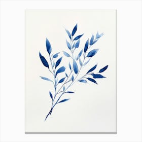 Blue Watercolor Leaf Canvas Print