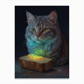 Cat Eating Bread 1 Canvas Print