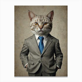 Default A Funny Cat Wearing A Suit 2 (2) Canvas Print