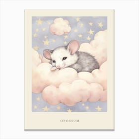 Sleeping Baby Opossum Nursery Poster Canvas Print