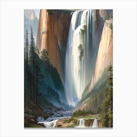 Yosemite Falls, United States Peaceful Oil Art  (2) Canvas Print