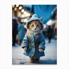 Cat In Winter Coat Canvas Print