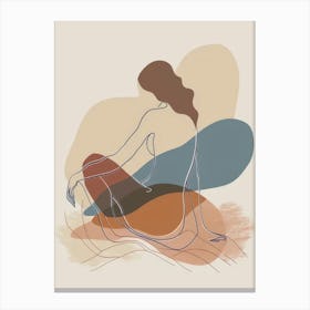 Woman Sitting On The Ground Style Abstract Canvas Print