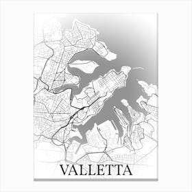 Valletta, Malta, City Map, Black And White Fade Design Toile