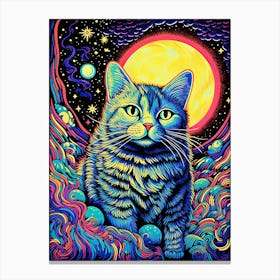 Celestial Purrspective, Psychedelic Cats series Canvas Print