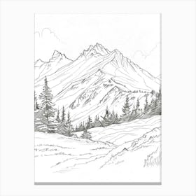 Mount Lafayette Usa Color Line Drawing (8) Canvas Print