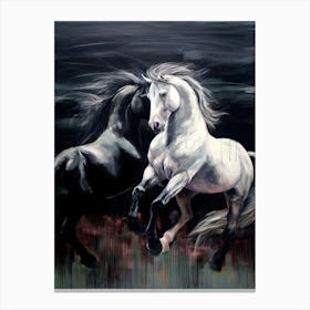 Horse Painting Black And White Impressive Canvas Print