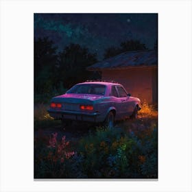Car In The Field Canvas Print