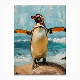 Galapagos Penguin Cuverville Island Colour Block Painting 2 Canvas Print