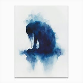 Woman In Blue Water Canvas Print