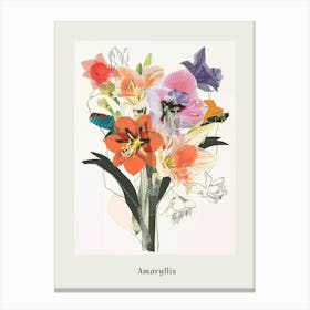 Amaryllis 2 Collage Flower Bouquet Poster Canvas Print