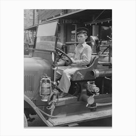 Driver Of The Fire Truck, San Augustine, Texas By Russell Lee Canvas Print
