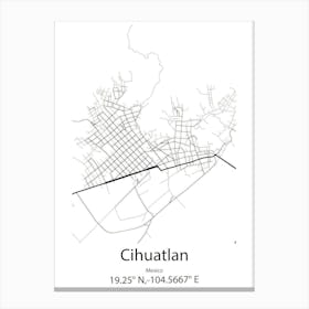 Cihuatlan,Mexico Minimalist Map Canvas Print