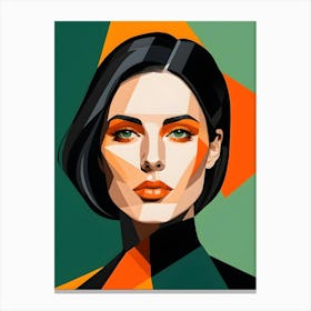 Geometric Woman Portrait Pop Art (13) Canvas Print