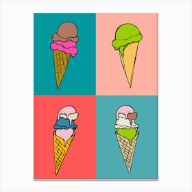 Ice Cream Cones Pop Art Canvas Print