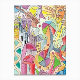 Abstract City of Music and Seasons Canvas Print