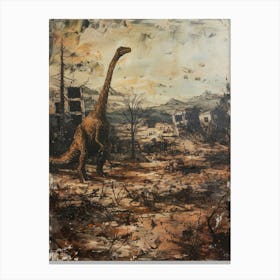 Dinosaur In A Deserted Landscape Painting 1 Canvas Print