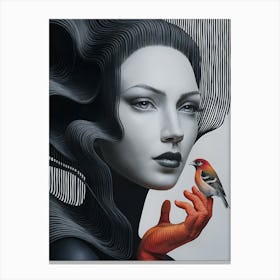 Woman With A Bird 2 Canvas Print