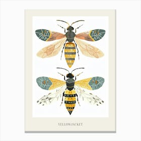 Colourful Insect Illustration Yellowjacket 7 Poster Canvas Print
