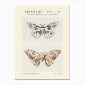 Velvet Butterflies Collection Moths And Butterflies William Morris Style 6 Canvas Print