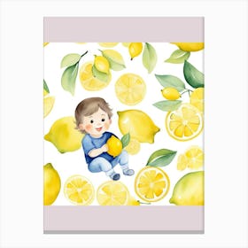 Child With Sour Lemon Canvas Print