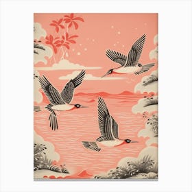 Vintage Japanese Inspired Bird Print Loon 2 Canvas Print