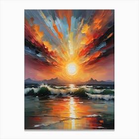 Sunset over the ocean 1 Canvas Print