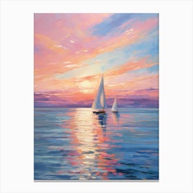 Sailboats At Sunset 15 Canvas Print