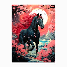 Horse In Cherry Blossoms 2 Canvas Print