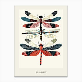 Colourful Insect Illustration Dragonfly 9 Poster Canvas Print