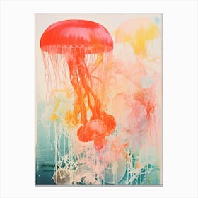 Jelly Fish Risograph Inspired 3 Canvas Print