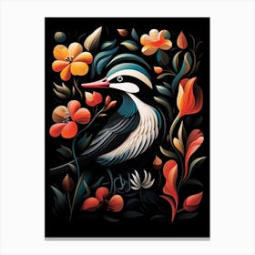 Folk Bird Illustration Bufflehead 2 Canvas Print