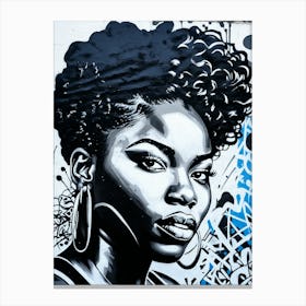 Graffiti Mural Of Beautiful Black Woman 145 Canvas Print