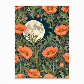 William Morris Poppies And Moon Canvas Print